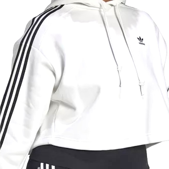 Adidas classic white black logo, 3 stripe hoodie sweatshirt Plus 2X mint worn 1x - Picture 2 of 10